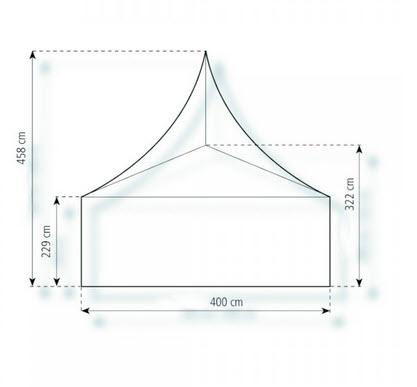 2-Pagodenzelt Elegance 8,25 x 4m 33 m², mit Fußboden verankerungsfrei