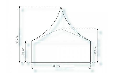 2-Pagodenzelt Deluxe 6,25 x 3m 18,75 m², kein Fußboden mit Erdnagelverankerung