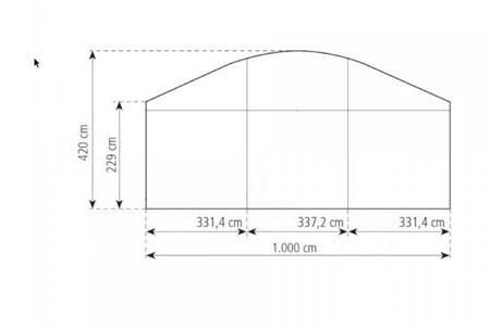 2-Rundbogenzelt Bodega Deluxe 10x30m 300m², mit Fußboden verankerungsfrei