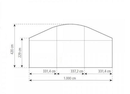 2-Rundbogenzelt Bodega Transparent 10x30m 300m², kein Fußboden mit Erdnagelverankerung