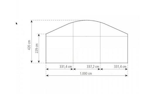 2-Rundbogenzelt Bodega Transparent 10x30m 300m², mit Fußboden mit Erdnagelverankerung