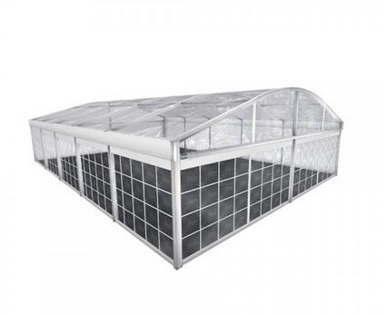 1-Rundbogenzelt Bodega Transparent 10x27m 270m², kein Fußboden mit Erdnagelverankerung