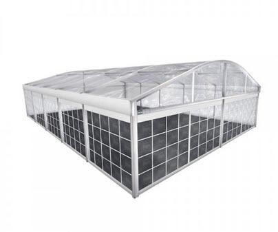 1-Rundbogenzelt Bodega Transparent 10x24m 240m², kein Fußboden mit Erdnagelverankerung