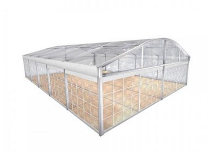 1-Rundbogenzelt Bodega Transparent 10x21m 210m², mit Fußboden mit Erdnagelverankerung