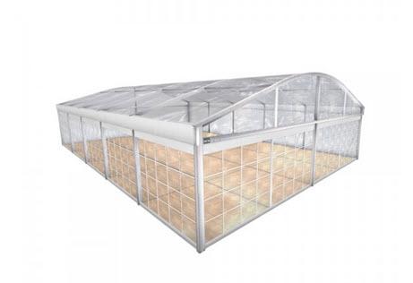 Rundbogenzelt Bodega Transparent 10x18m 180m², mit Fußboden mit Erdnagelverankerung