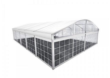 1-Rundbogenzelt Bodega Deluxe 10x12m 120m², kein Fußboden mit Erdnagelverankerung