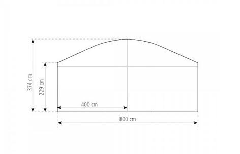 2-Rundbogenzelt Bodega Transparent 8x15m 120m², mit Fußboden verankerungsfrei