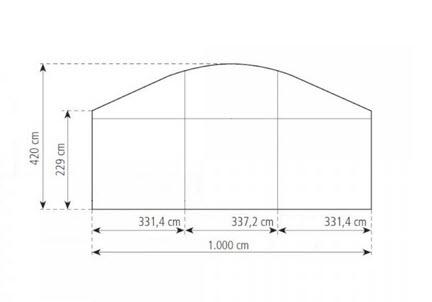 2-Rundbogenzelt Bodega Deluxe 10x15m 150m², kein Fußboden mit Erdnagelverankerung