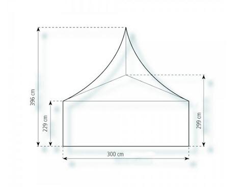 2-Pagode Deluxe 3 x 3m 9 m², mit Fußboden mit Erdnagelverankerung