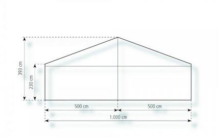 2-Partyzelt Holiday Transparent 10x30m 300m², kein Fußboden mit Erdnagelverankerung