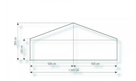 2-Partyzelt Holiday Transparent 10x24m 240m², kein Fußboden mit Erdnagelverankerung