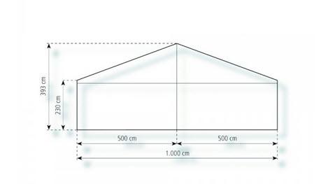 2-Partyzelt Holiday Basic 10x15m 150m², kein Fußboden mit Erdnagelverankerung