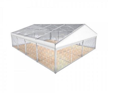 Partyzelt Holiday Transparent 10x12m 120m², mit Fußboden mit Erdnagelverankerung