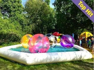 6 Water Walking Balls inkl. 10 x 10 m Wasserpool inkl. 2 Betreuer