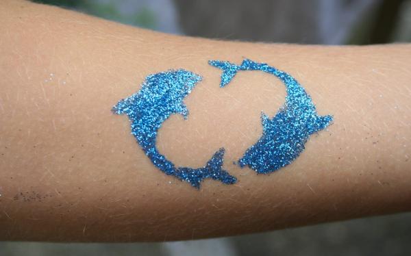 1-***Glitzer-Tattoos mit Schablone - Kindergeburtstag, Geburtstag, Hochzeit, Taufe***