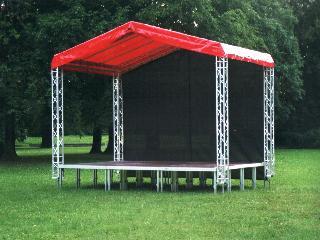 Bühne mit Sattel Dach 6x4 - 24m² für Stadtfest, Kundgebung, Präsentation, Roadshow, Events, Festival