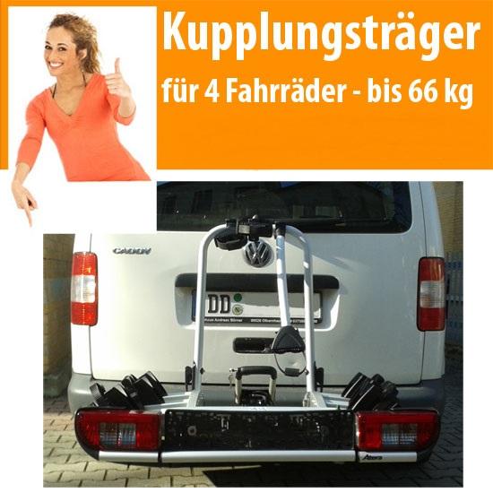 1-Premium Fahrradträger Atera EVO 3+1 für AHK für 4 Fahrräder bis 66 kg Fahrrad...