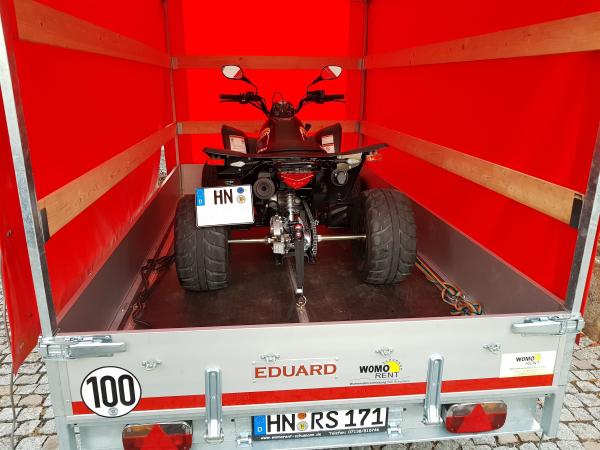 3-Planen Anhänger für Motorrad oder Quadtransport 1.500 kg gebremst