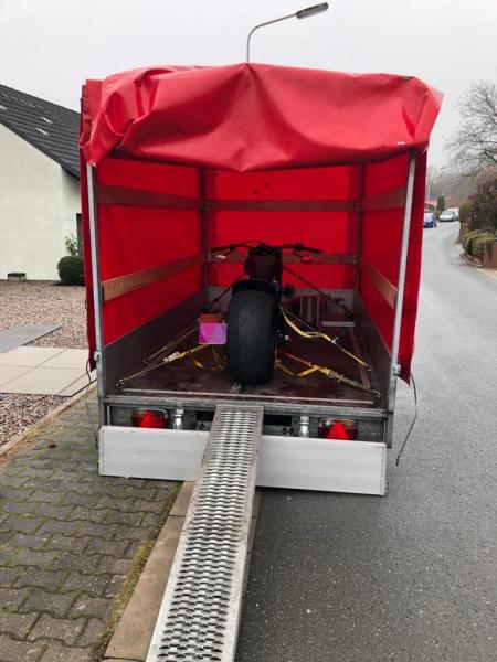 5-Planen Anhänger für Motorrad oder Quadtransport 1.500 kg gebremst