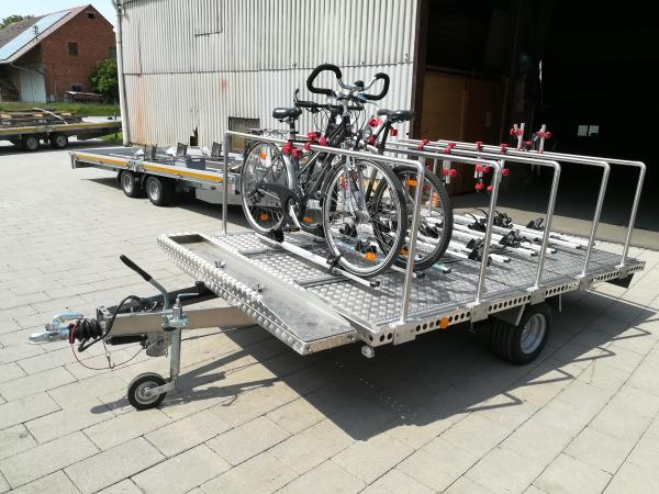 2-Fahrradtransportanhänger für bis zu 9 Fahrräder 1.500 kg gebremst