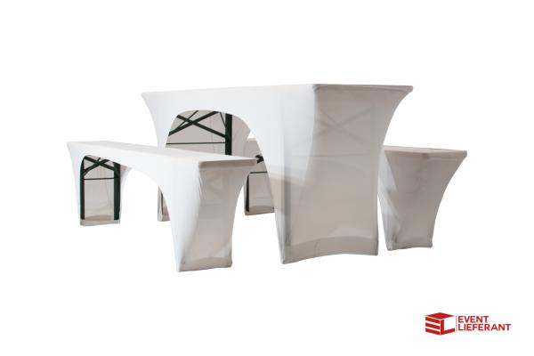 2-STRETCH HUSSEN SET FÜR BIERZELTGARNITUR 220X50CM 3-TEILIG - WEISS / SCHWARZ / ROT / BLA