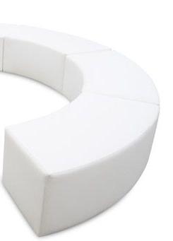 6-Lounge Sitzelement, Sitzbank, Swing weiß curved 60-30 und 90 Grad