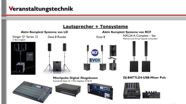 1-Tonanlage; Große PA RCF NXL24-A +SUB 804 AS Aktivanlage