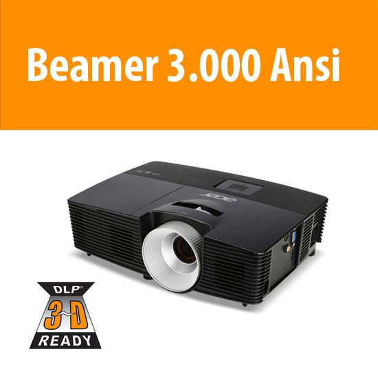 1-Beamer Acer SVGA DLP (Kontrast 13.000:1; 3.000 Lumen, HDMI, 3D ready)
