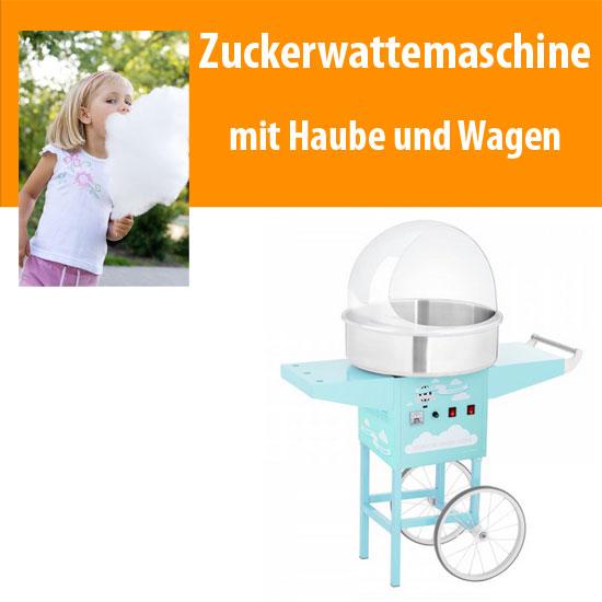 Zuckerwattemaschine mit Haube und Wagen