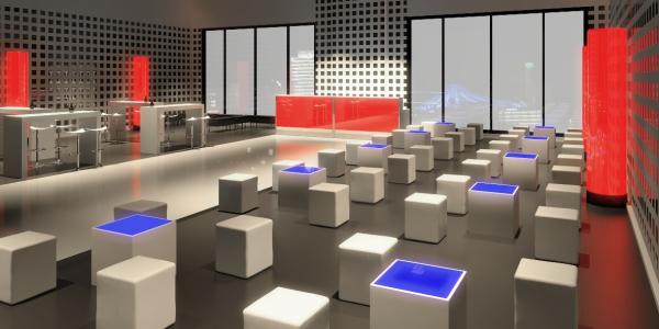 1-Sitzcube,Sitzwürfel,LED-Cube,Beleuchteter Cube,Loungemöbel,Sitzbank,Beistelltisch