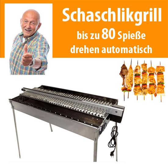 Schaschlik Grill - bis zu 80 Spieße drehen voll automatisch