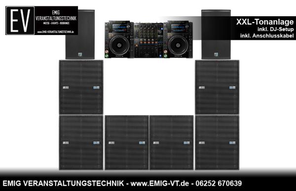 Komplette XXL DJ Tonanlage inkl. Mischpult. Anschließen und loslegen!