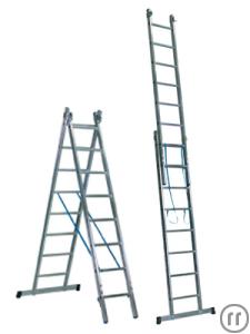 Teleskopleiter / Leiter 4 x 6 Sprossen - als Anlegeleiter oder freistehend verwendbar