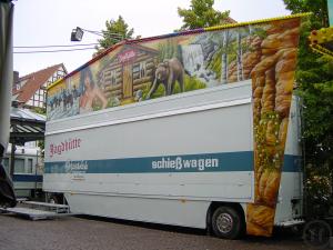 2-Schiesswagen Jagdhütte Wilde Jagd, Herz und Medaillenschiessen Sportarmbrust Kanonenball