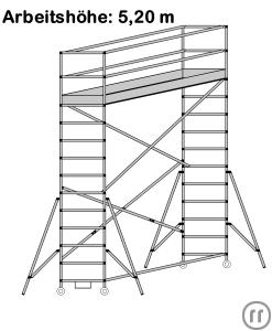 Rollgerüst, Fahrgerüst , Arbeitshöhe 5,20 m, klappbar