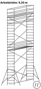 1-Rollgerüst, Fahrgerüst , Arbeitshöhe 9,20 m, klappbar