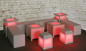 3-Sitzwürfel - Rot, Sitzcube, Cube, Loungemöbel