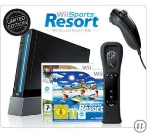 1-Nintendo Wii inkl. 2x Controllerset mit Motion Plus + Wii Sports Resort + Wii Sports