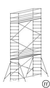 Rollgerüst, Fahrgerüst Arbeitshöhe 7,20m, Grundgestell klappbar