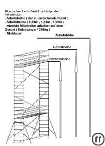 3-Rollgerüst, Fahrgerüst Arbeitshöhe 7,60m, Grundgestell klappbar