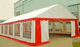 Partyzelt 5m x 10m rot/weiß incl. Auf.- u. Abbau