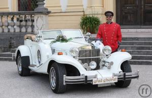 1-Hochzeitsauto -Oldtimer: Excalibur in weiß Cabrio ---Imperial in weiß mit verdeck.