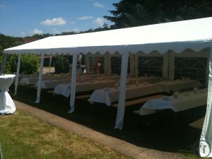 5-Zelt - Partyzelt weiß in der Größe 5 x 8 m! Auf Wunsch mit Boden u. Vollausstatt...